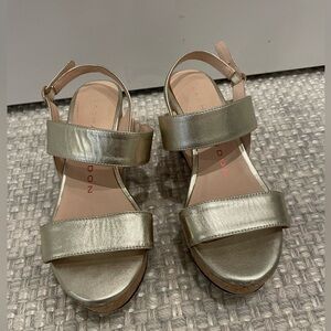 Sacha London Gold Leather Wedges